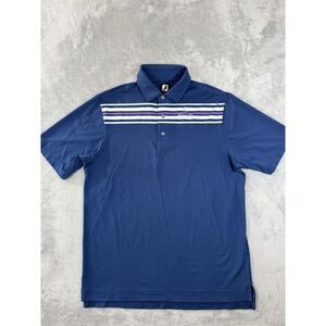 Footjoy Shirt Mens Large White Purple Striped Polo Keowee Key Golf Logo